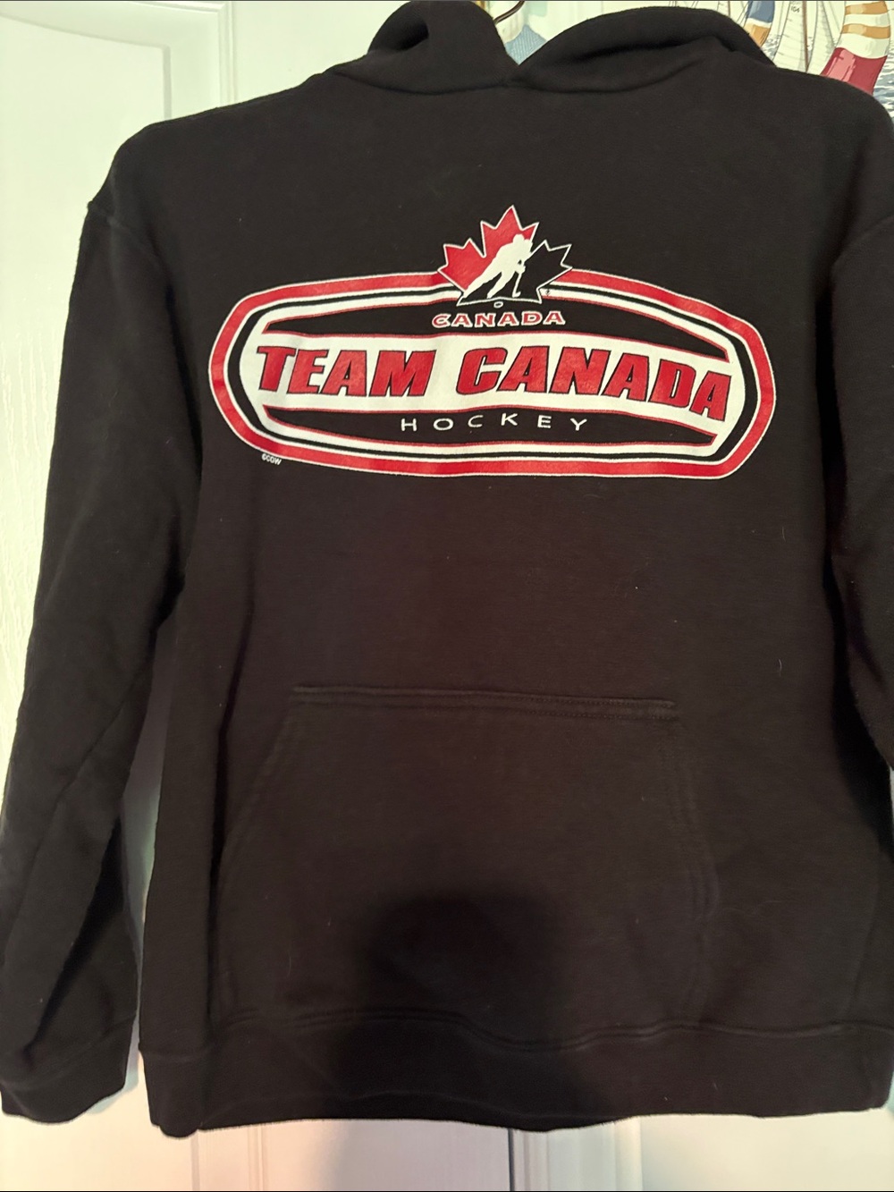 Jerzees Black Crewneck Sweatshirt with Red & White Team Canada Graphic